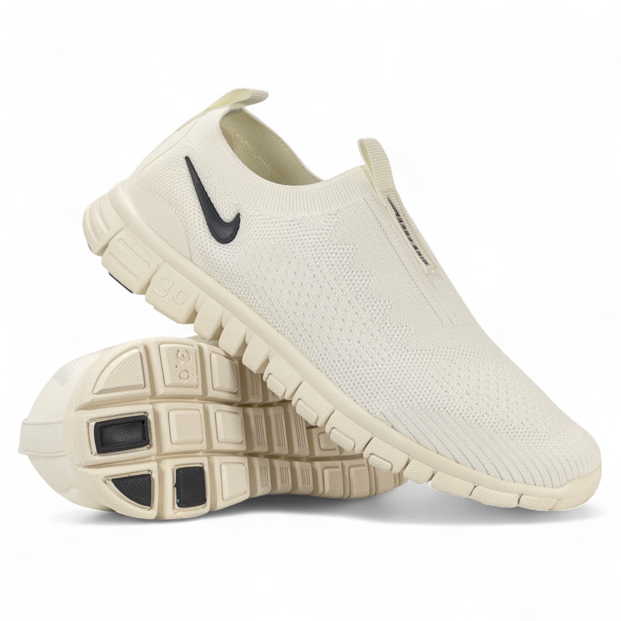 Жіночі мокасини Nike молочні текстильна сітка літні