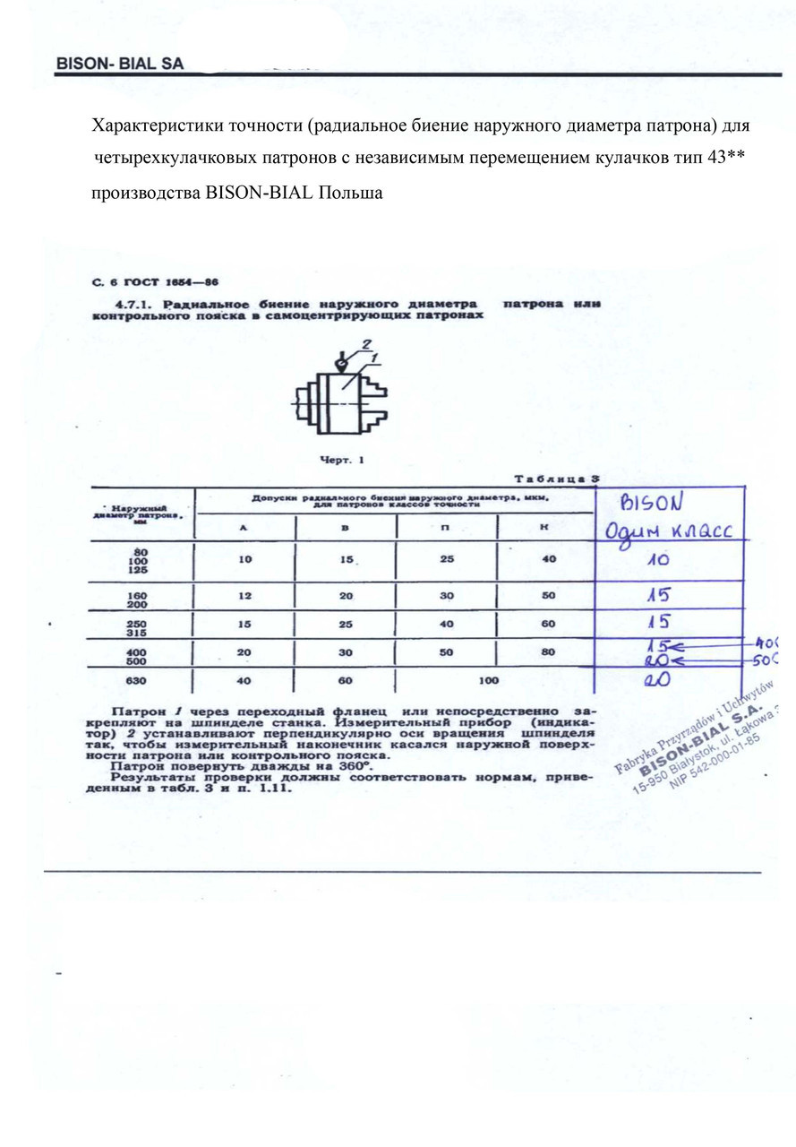 Патрон токарный Bison-Bial 4х кул. 4334-500-8 аналог 7103-0052 - фото 3 - id-p474741795