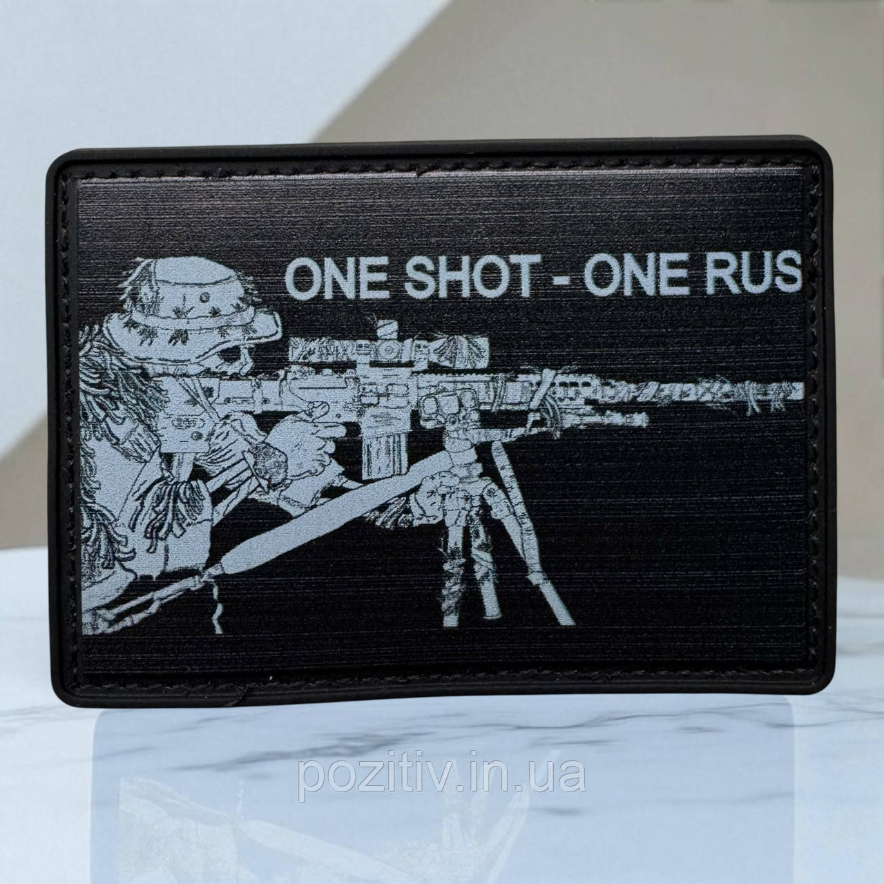 Патч ПВХ на липучке 50×70 мм "ONE SHOT – ONE RUS", фото 1