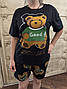 Трикотажна жіноча піжама з ведмедиком «Good Luck» — футболка та шорти, розміри M-3XL, фото 2