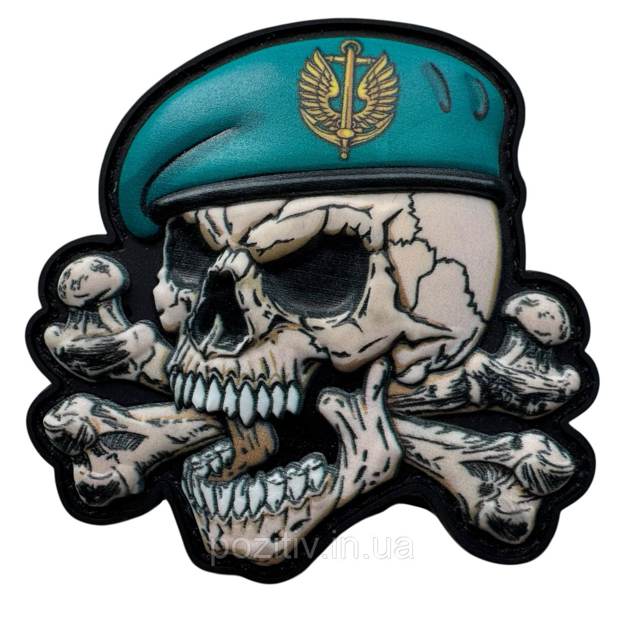 Шеврон 3D Морська піхота Череп у береті ПВХ на липучці, фото 1