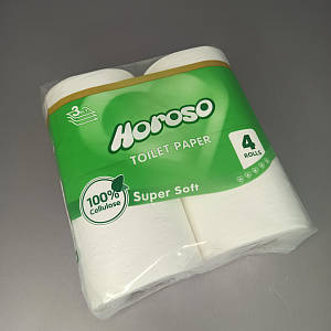Туалетний папір "Horoso" 3-х шаровий, упаковка 4 рулони. 69*125мм (145 арк.)