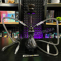 Кальян на 2 трубки на 2 персони заввишки 36 см чорний