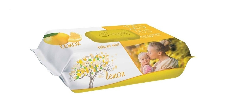 Вологі серветки Sleepy Lemon з клапаном 120 шт, фото 1