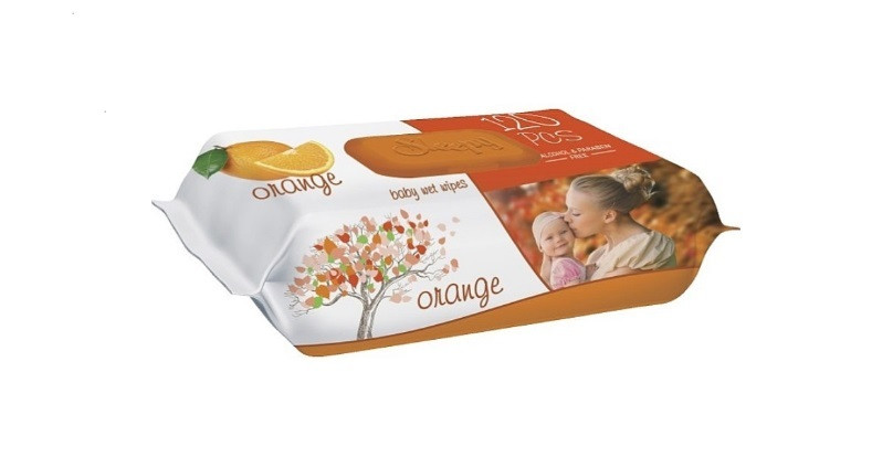 Вологі серветки Sleepy Orange з клапаном 120 шт, фото 1