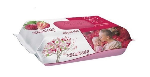 Вологі серветки Sleepy Strawberry з клапаном 120 шт, фото 1