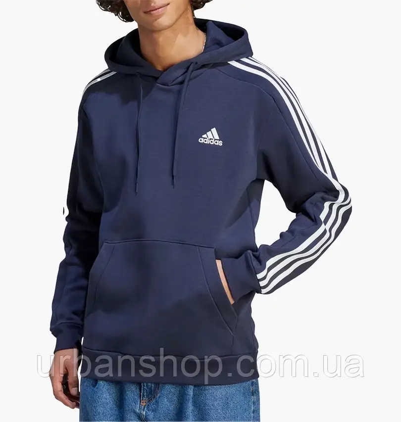 Urbanshop com ua Худі чоловіче Adidas Hooded Sweatshirt Sportswear Essentials Fleece 3-Stripes Blue IJ6473