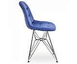 Стілець Тауер S велюр синій ніжки металеві хром, фото 2
