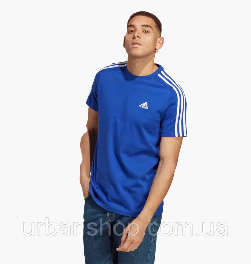 Urbanshop com ua Футболка чоловіча Adidas Essentials Single Jersey 3-Stripes Tee Blue IC9338 РОЗМІРИ ЗАПИТУЙТЕ