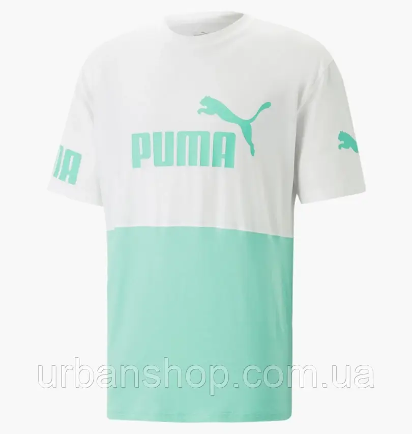 Urbanshop com ua Футболка чоловіча Puma Power Colourblock White/Turquoise 673321-77 РОЗМІРИ ЗАПИТУЙТЕ
