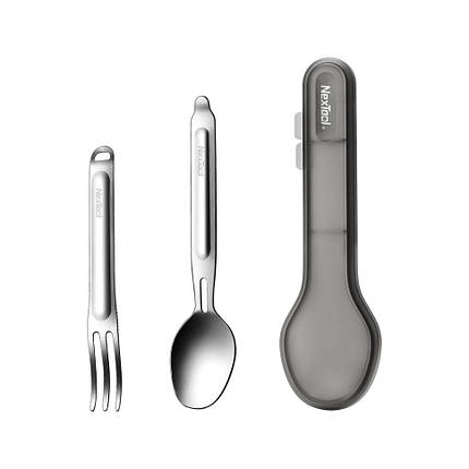 Туристичний набір ложка-виделка NexTool Portable Stainless Steel Tableware, нержавіюча сталь, фото 1
