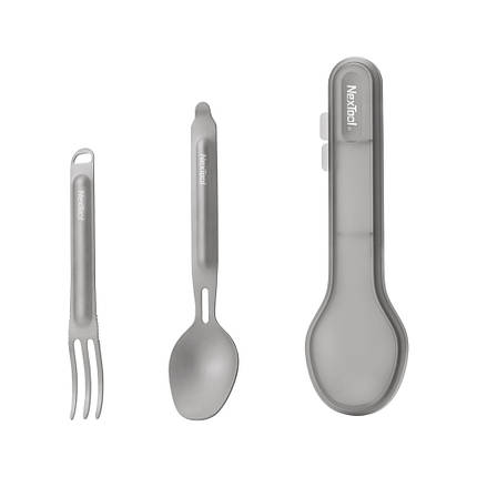 Туристичний набір ложка-виделка NexTool Titanium Tableware Set, титан, фото 1