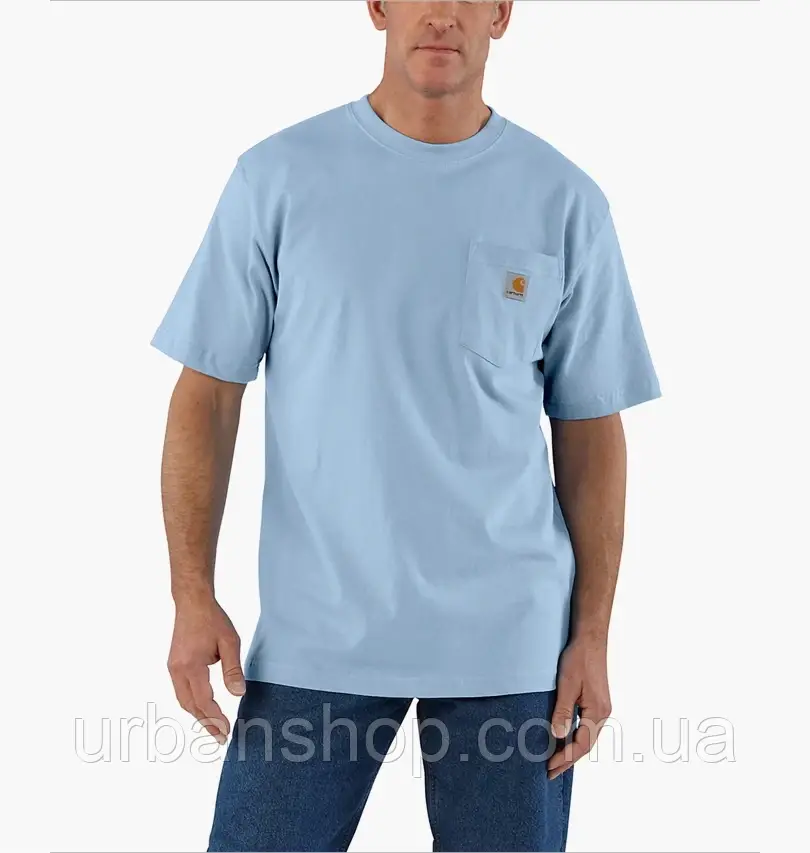 Urbanshop com ua Футболка чоловіча Carhartt Loose Fit Heavyweight Short-Sleeve Pocket T-Shirt Light Blue