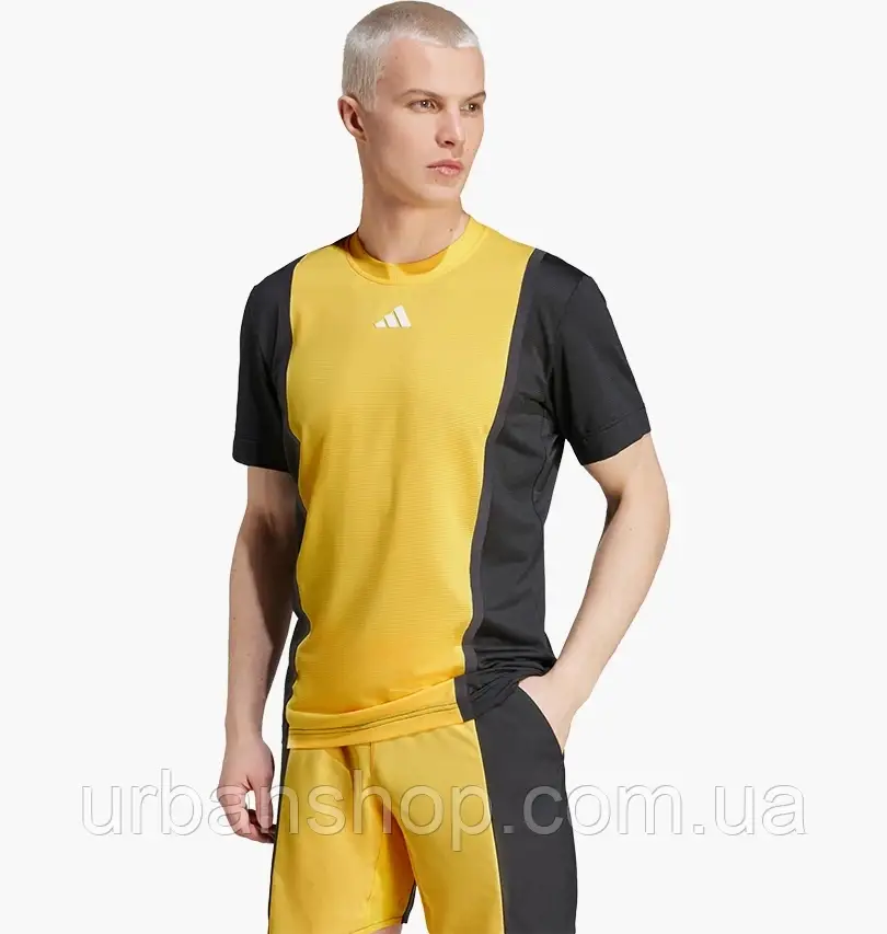Urbanshop com ua Футболка чоловіча Adidas Tennis Heat.Rdy Pro Freelift 3D Rib T-Shirt Yellow/Black IS8972