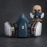 Респіратор напівмаска 3M 7502 M з фільтрами 6001CN, 5N11, 501 — багаторазовий захист органів дихання