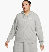 Urbanshop com ua Толстовка жіноча Nike Sportswear Club Fleece Full-Zip Hoodie (Plus Size) Grey DV5211-063