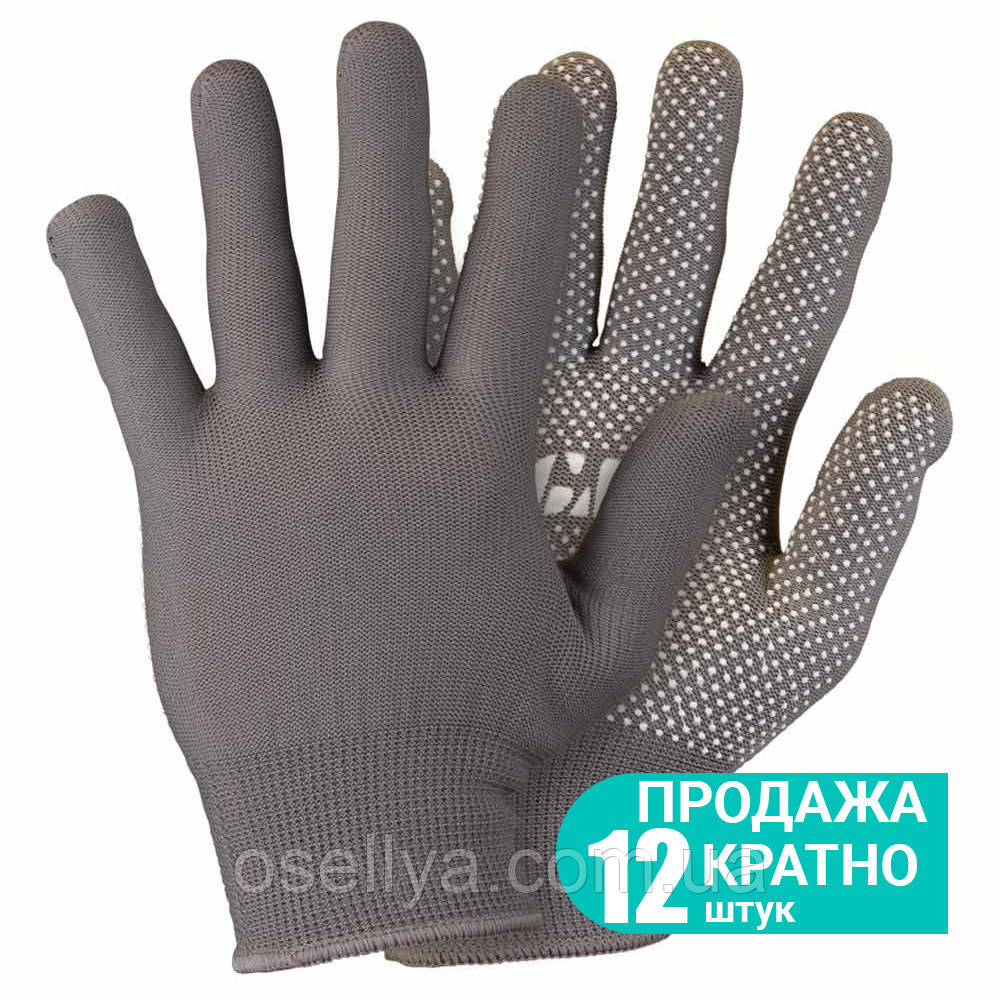 Рукавички трикотажні з точковим ПВХ покриттям р8 Мікроточка (сірі) КРАТНО 12 парам SIGMA (9442911)