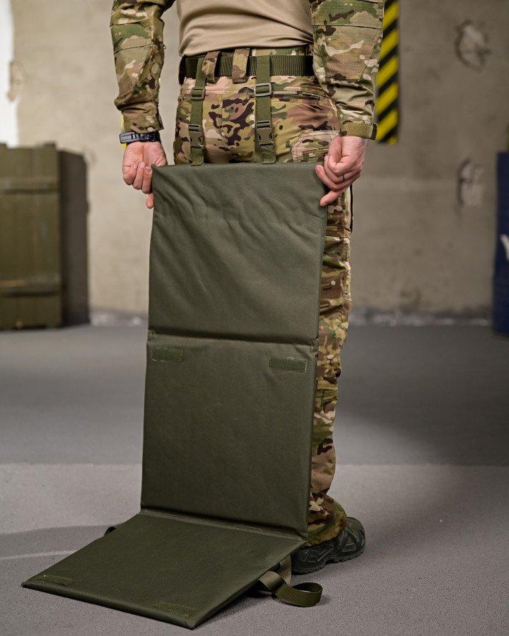 Тактична сидушка-каремат потрійна Олива з кріпленням на РПС