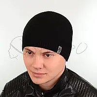 Шапка чоловіча без відвороту на флісовій підкладці Alex 12033 чорний