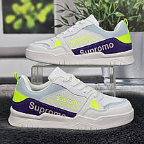 Кросівки жіночі FDEK білі з фіолетовим еко-шкіра 8046, фото 2