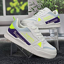 Кросівки жіночі FDEK білі з фіолетовим еко-шкіра 8046, фото 3