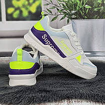 Кросівки жіночі FDEK білі з фіолетовим еко-шкіра 8046, фото 5