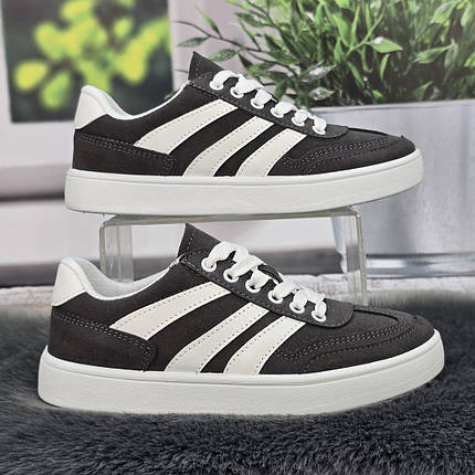 Кросівки жіночі Bromen темно-сірі демісезонні на шнурках 8047, фото 1