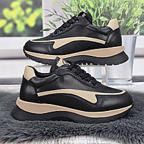 Кросівки жіночі Hengji чорні шкіряні демісезонні 4455, фото 2