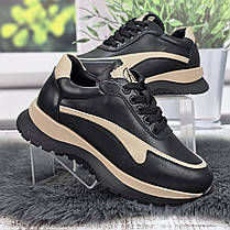 Кросівки жіночі Hengji чорні шкіряні демісезонні 4455, фото 3