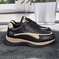 Кросівки жіночі Hengji чорні шкіряні демісезонні 4455, фото 4