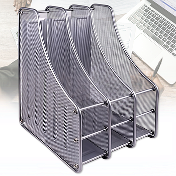 Вертикальний лоток для паперів на 3 відділення "метал" Срібло 307C-S 1 шт.