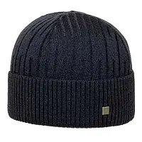 Шапка чоловіча зимова з відворотом на флісовій підкладці з красивим візерунком Apex НОКС Сіро-синій