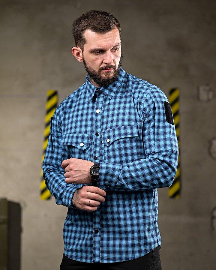 Літня тактична сорочка в клітинку Sea Stretch Cotton, фото 1
