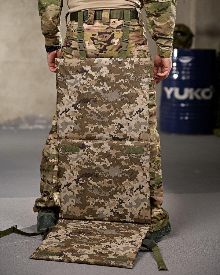 Тактична сидушка-каремат потрійна Піксель з кріпленням на РПС