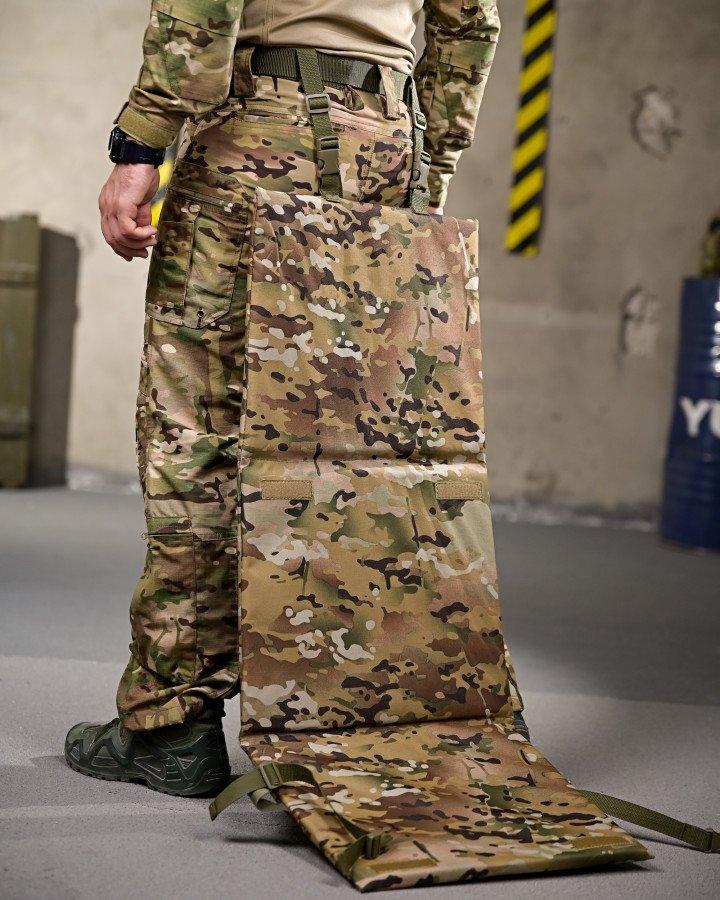 Тактична сидушка-каремат потрійна Мультикам з кріпленням на РПС