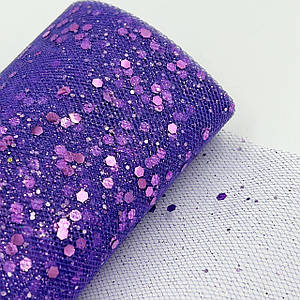 Фатин з глітером і блискітками / Ширина - 15см / 8 метрів / Фіолетовий