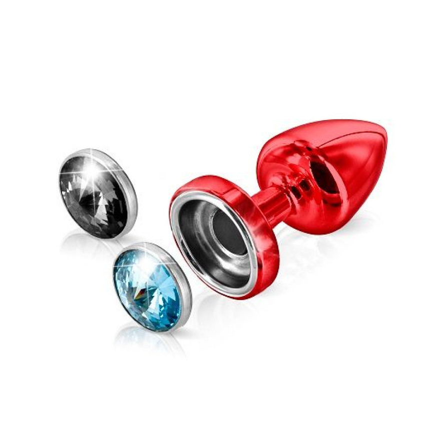 Анальна пробка з каменем SWAROVSKI — Diogol Anni Magnet Blue/Black T2, колір: бордовий, фото 1