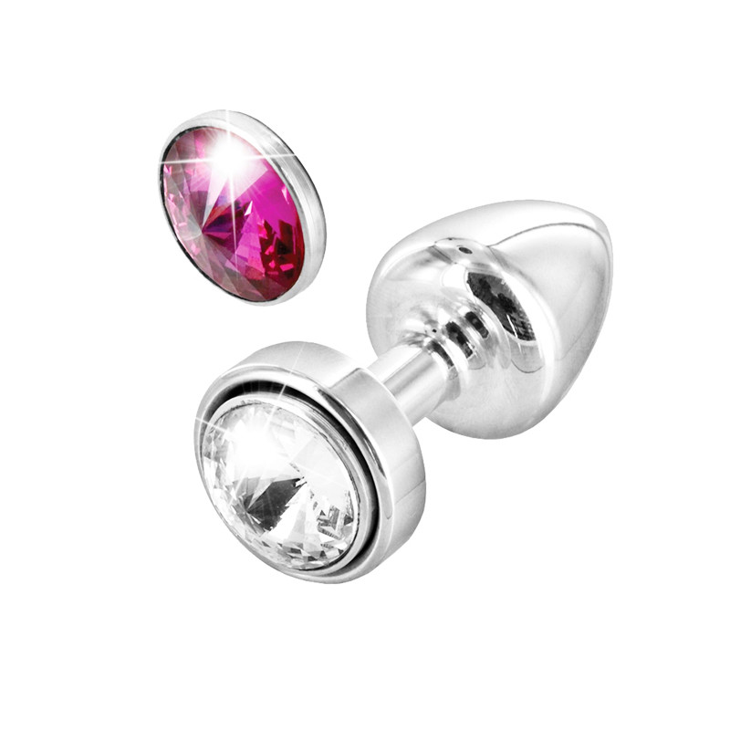 Анальна пробка зі змінними каменями SWAROVSKI — Anni Magnet, колір: сріблястий, фото 1