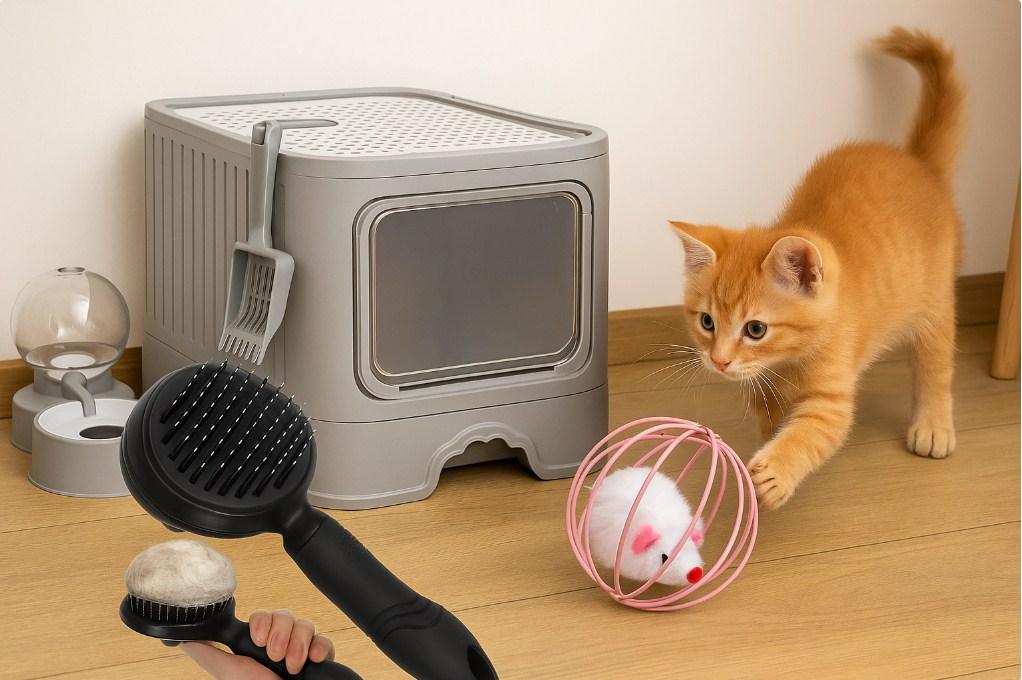 Набір для котика Туалет+щітка+іграшка, фото 1