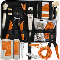 Набір монтажника для обтискання, тестування та монтажу кручений пари Bigstren 145 предметів RJ45, RJ11 (25834)