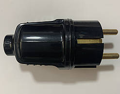 Вилка черна штепсельна VL16-122 пряма з заземленням Marshel