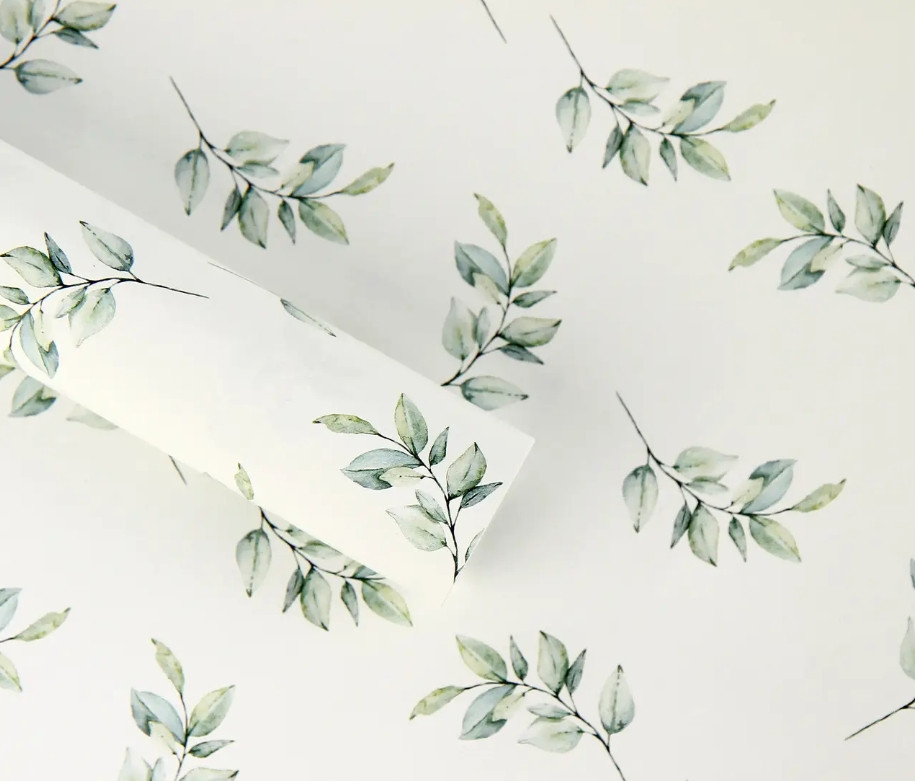 Подарунковий папір для пакування "Листочки" , 5 шт/уп