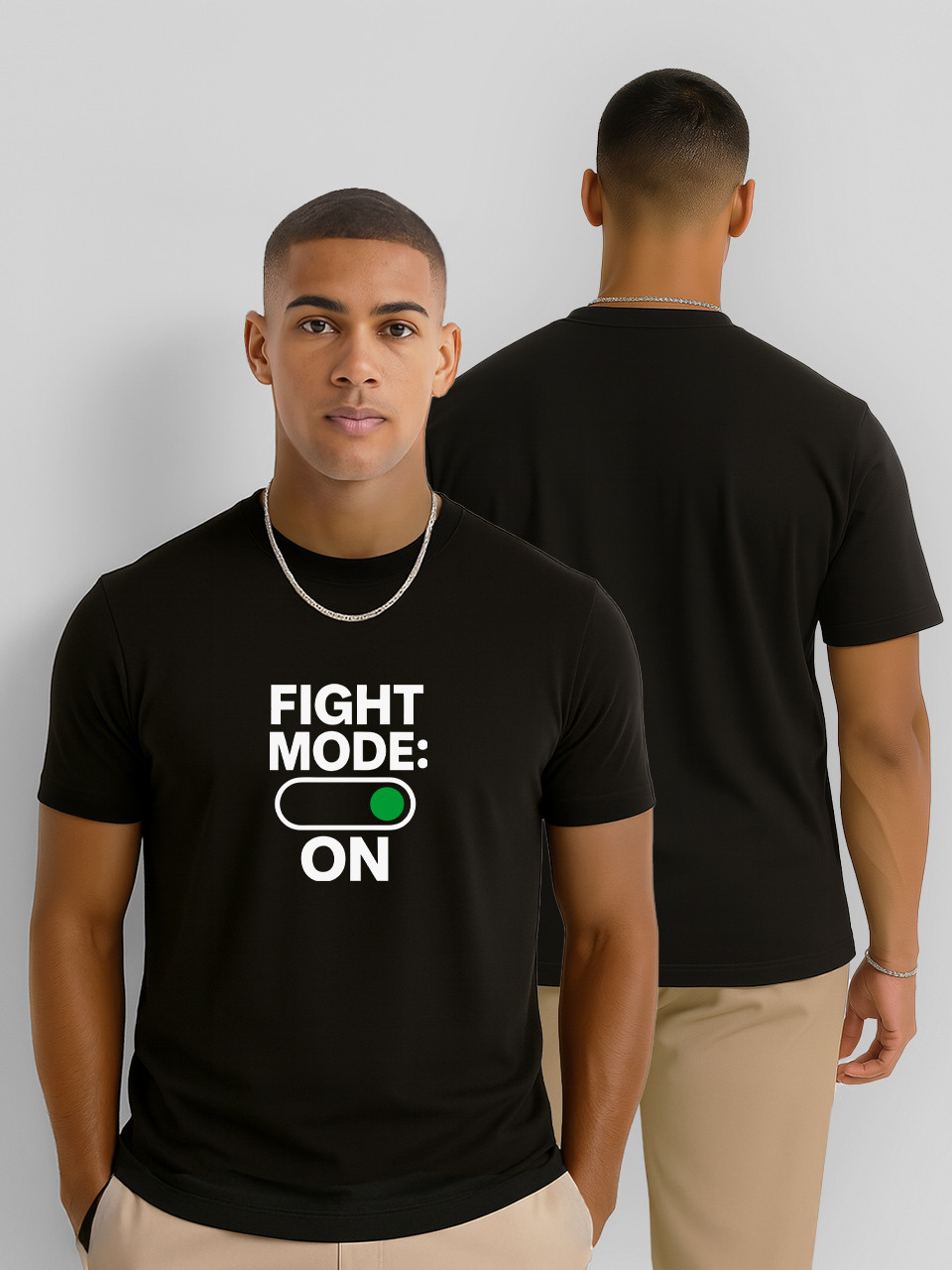 Футболка чоловіча Figth mode: ON, футболка з принтом Меми