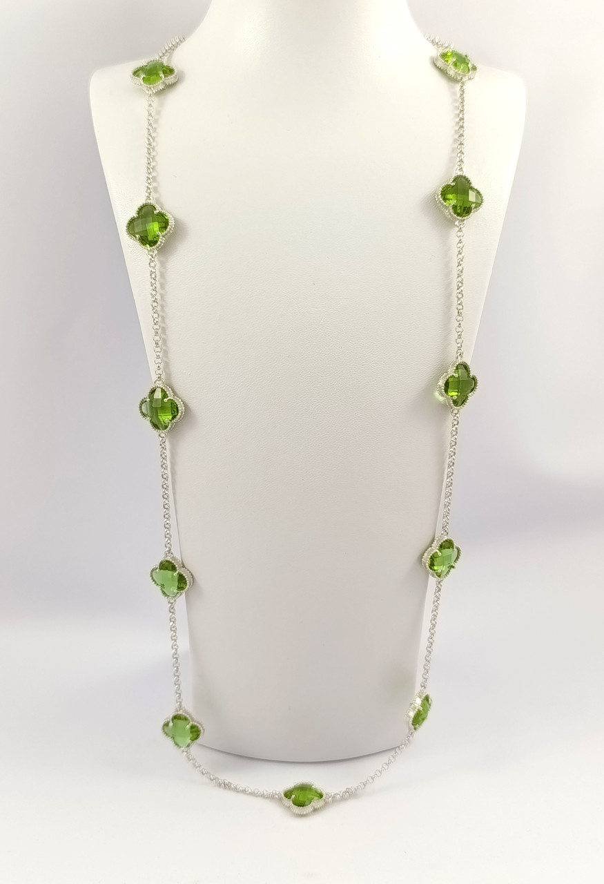 Срібне кольє з султанітом "Конюшина" Арт.КСЛТ/б-слт, фото 1