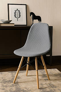 Чохол на стілець. Універсальний еластичний чохол на кухонний стілець. Стрейчевий чохол на стілець зі спинкою (сірий)