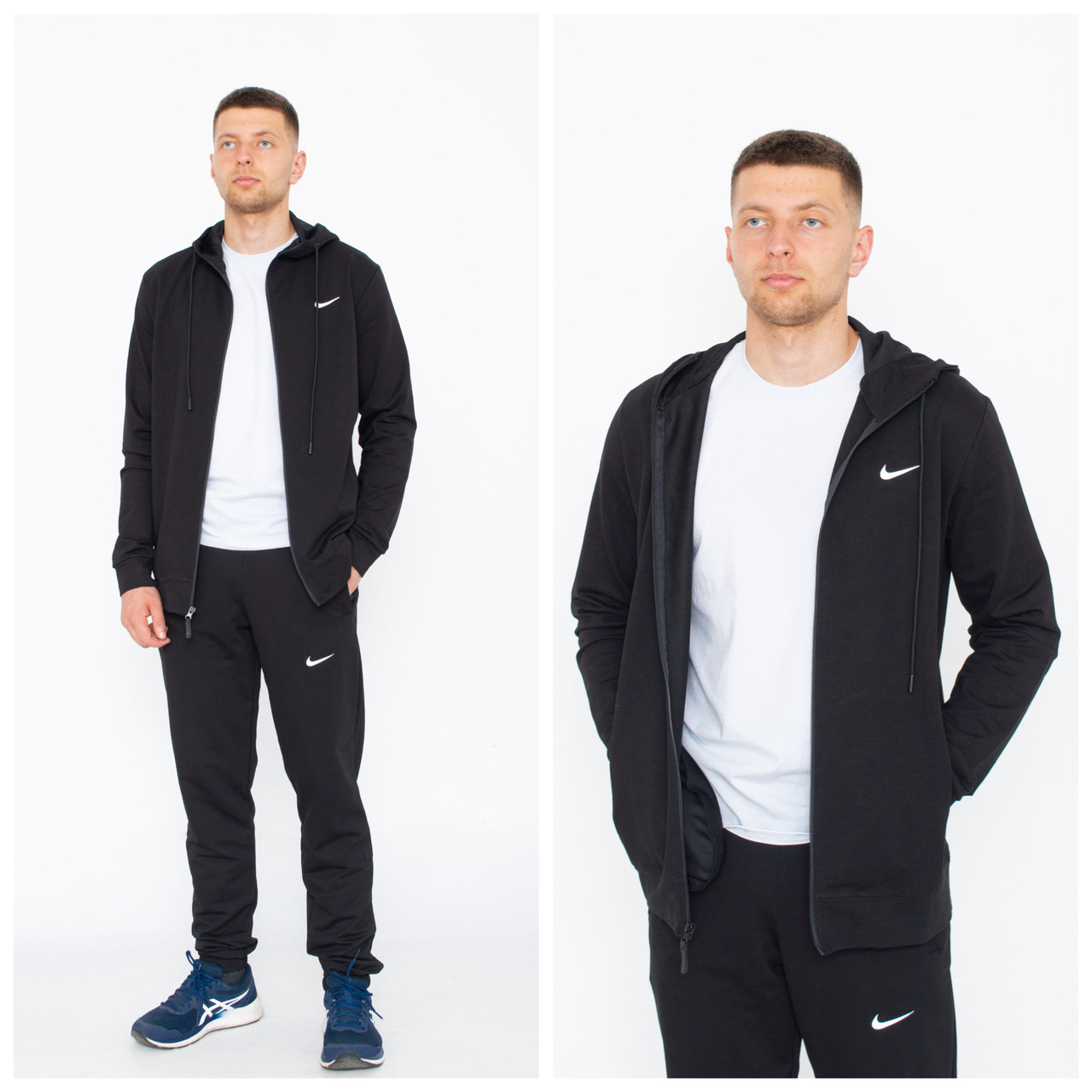 Чоловічий спортивний костюм Nike (двухнитка) чорний+білий