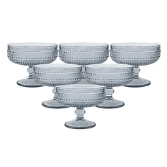 Набір креманок на ніжці 6 шт 300 мл скляні креманки для морозива, желе, десертів Блакитний