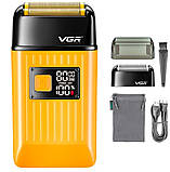 Чоловіча бритва VGR V-357 акумуляторна для різних типів гоління, Жовтий, фото 9