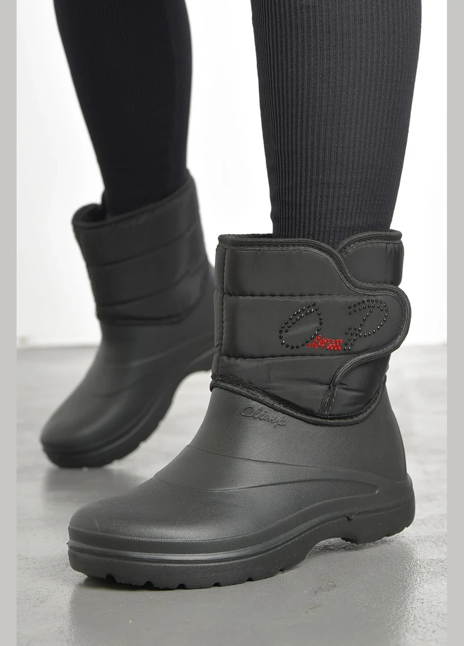 Чорні короткі чобітки пінка ЕВА на липучці 36 37 38 Україна, фото 1