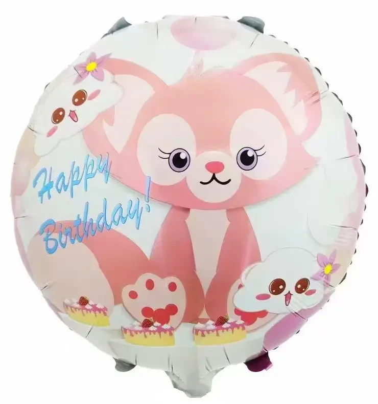 Фольгована куля кругла "Happy Birthday Лисеня та хмаринки", 18" (45 см), Китай